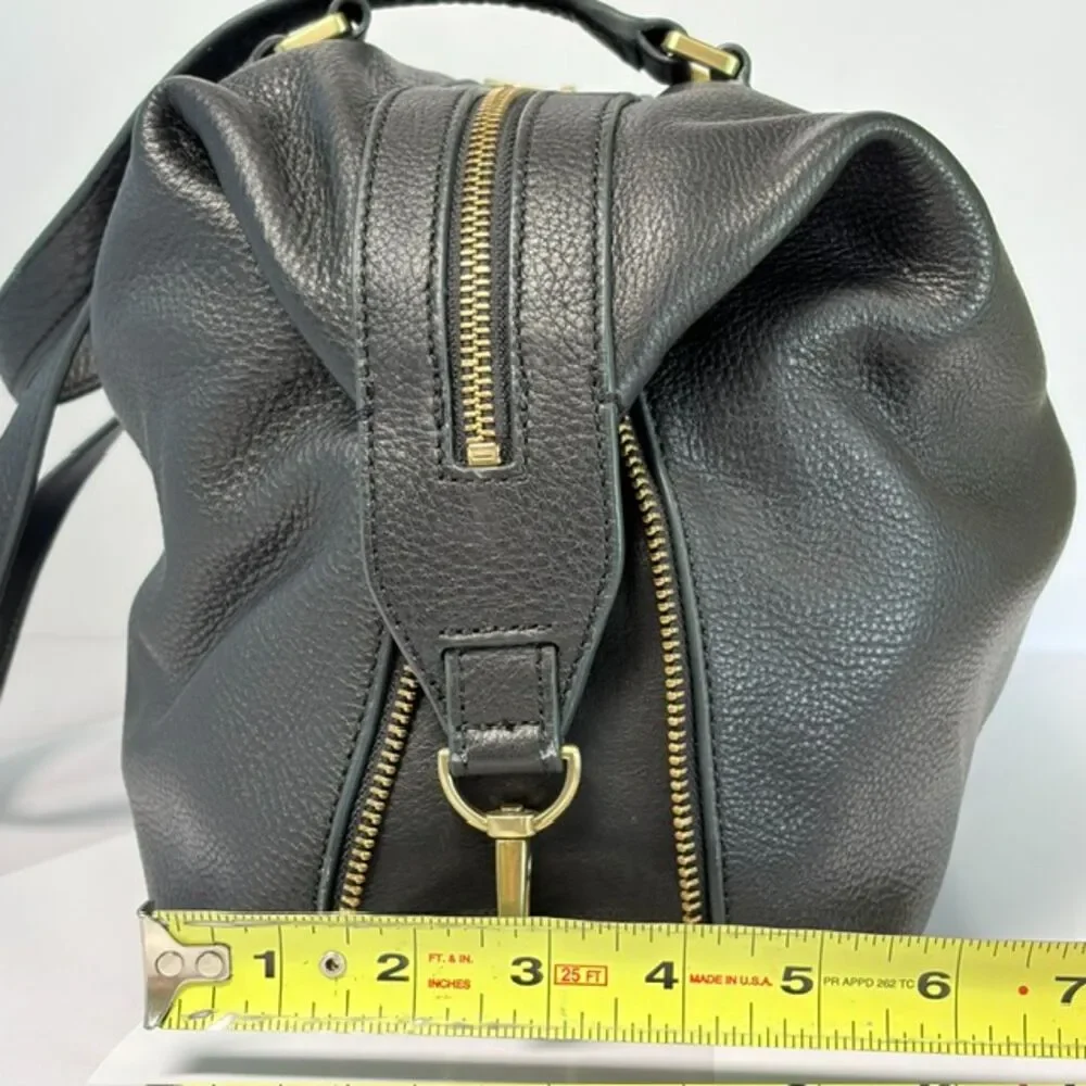 Fossil Preston Satchel Black Pebbled Leather Shoulder Bag NWT ZB6605001 Dust Bag